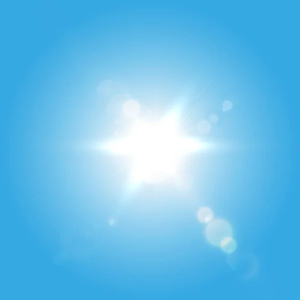 Яркое Солнце Светит Холодными Лучами Векторная Иллюстрация Светящаяся Белая Звезда — стоковый вектор