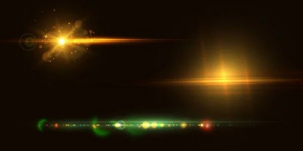 透明な背景に孤立した光の線の光の効果セット 光線とハイライトでライトライン 光る効果 輝く輝きを持つレーザー光 — ストックベクタ