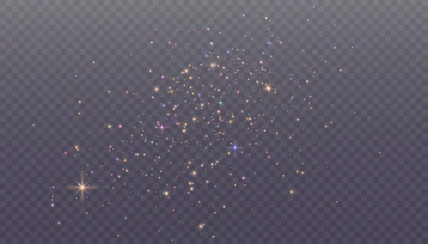 在透明的背景上有许多发光的粒子隔离的光效应 带灰尘的矢量星云 — 图库矢量图片