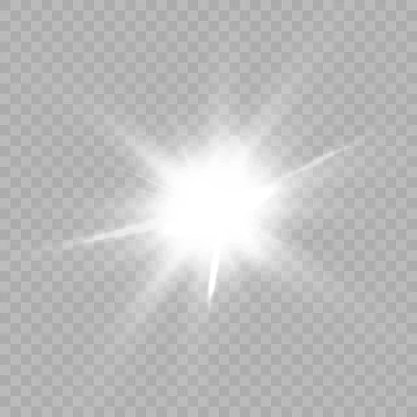 Bianco Bella Luce Esplode Con Esplosione Trasparente Illustrazione Vettoriale Luminosa — Vettoriale Stock