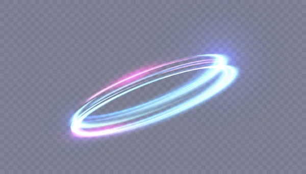 Abstrakter Neonblau Violetter Ring Eine Helle Feder Aus Leuchtenden Strahlen — Stockvektor