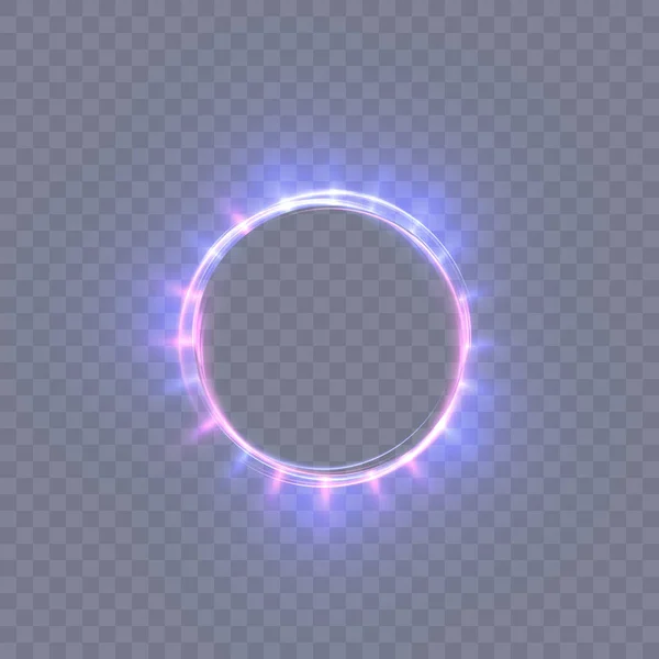 Абстрактное Неоново Фиолетовое Кольцо Яркий Шлейф Светящихся Лучей Вращающихся Быстром — стоковый вектор