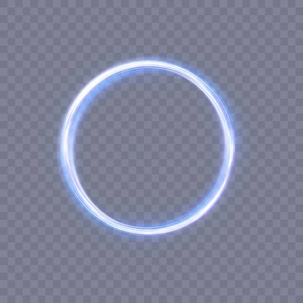 Αφηρημένο Μπλε Δαχτυλίδι Νέον Ένα Φωτεινό Νέφος Φωτεινών Ακτίνων Στροβιλίζεται — Διανυσματικό Αρχείο