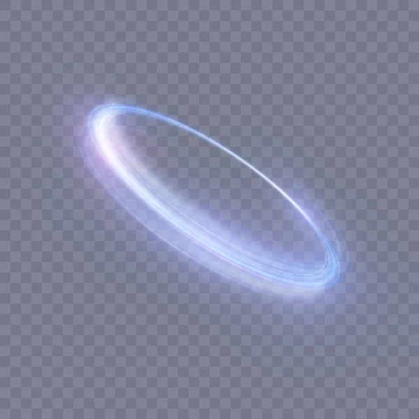 Abstrakt Neonblå Violett Ring Ljus Plym Lysande Strålar Virvlande Snabb — Stock vektor