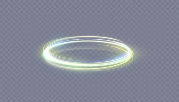 Abstrakt Neonguldring Med Grön Nyans Ljus Plym Lysande Strålar Virvlande — Stock vektor