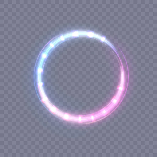 Abstracte Neon Blauw Violette Ring Een Heldere Pluim Van Lichtgevende — Stockvector