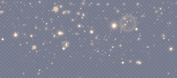 透明な背景に多くの光沢のある輝く粒子と光の効果 塵のベクトル星雲 クリスマスと新年のデザインのために — ストックベクタ