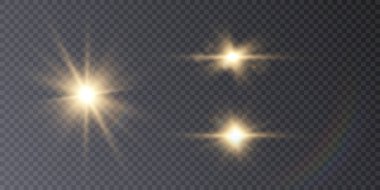 Şeffaf bir arkaplanda parıldayan parlak ışıklar. vektör gradyanı