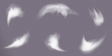 Şeffaf bir arkaplan üzerinde gerçekçi izole bulutlar kümesi.