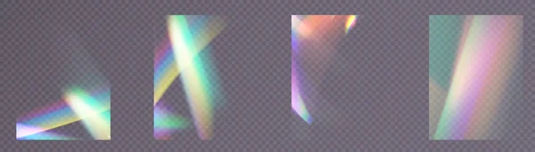 Rayons Lumière Arc Ciel Éclat Lentille Effet Réflexion Cristal Verre — Image vectorielle