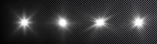 Işık Efektleri Yıldızlar Lazerler Saydam Arkaplanda Soyut Parlamalar Izole Edildi — Stok Vektör