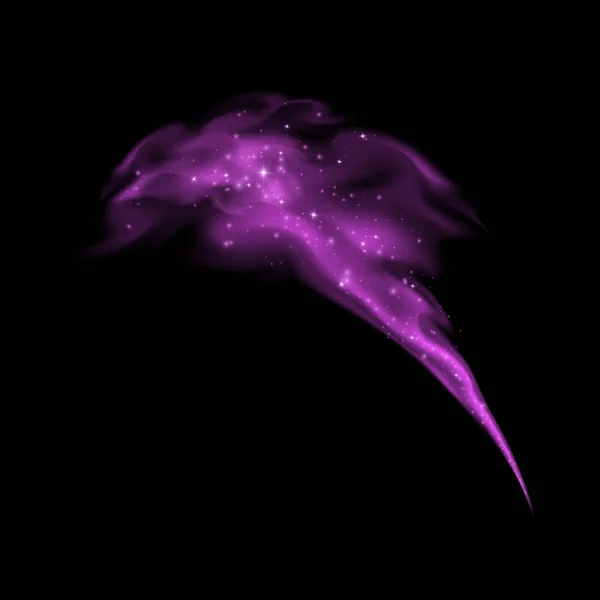 Nuage Brillant Magique Poussière Étoile Magique Violette Avec Étincelles Brouillard — Image vectorielle