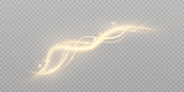Χρυσή Διαδρομή Σπίθες Φωτισμού Αστραφτερή Γυαλιστερή Μαγική Διαδρομή Φωτεινό Κύμα — Διανυσματικό Αρχείο
