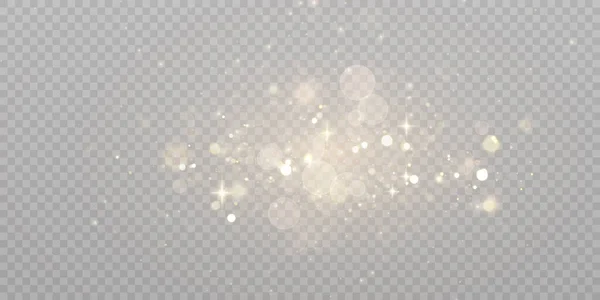 Effet Abstrait Poussière Lumière Magique Avec Des Reflets Bokeh Dorés — Image vectorielle