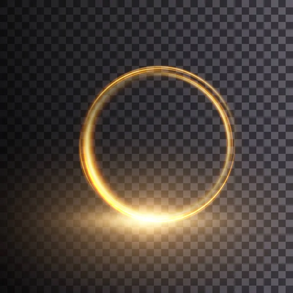 透明な背景に抽象的な黄金の光の円の効果 テキストのための場所と黄金のフレーム — ストックベクタ