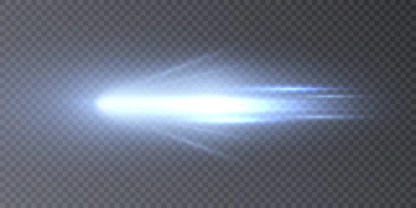 摘要蓝色闪光光束和激光束 被透明的黑色背景隔离 — 图库矢量图片