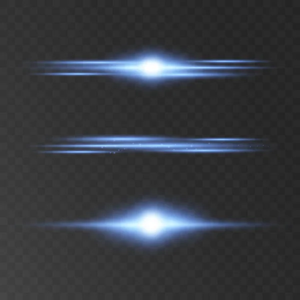 Abstrakt Blå Blixt Och Laserstrålar Isolerad Transparent Svart Bakgrund Vektor — Stock vektor