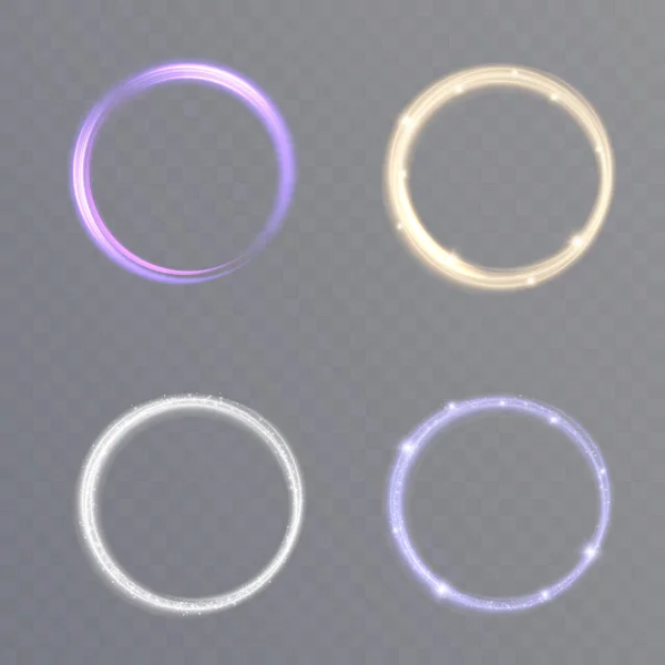 Snurra Neonet Kurva Blå Linje Ljuseffekt Abstrakt Ring Bakgrund Med — Stock vektor