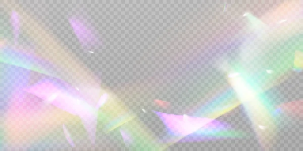 一簇簇的色彩 明亮的光谱光芒 珠宝或宝石上的光泽 彩虹效应的叠加 晶体棱镜对光线的折射 现实的钻石 — 图库矢量图片