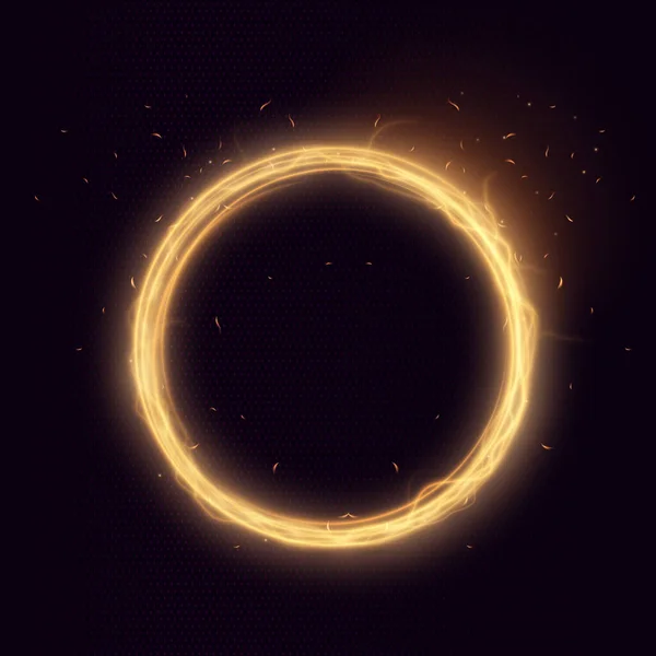 明るい渦巻きを持つ抽象的な円形の背景 エネルギーの流れのトンネル 光の歪みを持つ黄金のポータル 魔法の円ベクトル 光の効果を持つ円形のフレーム — ストックベクタ