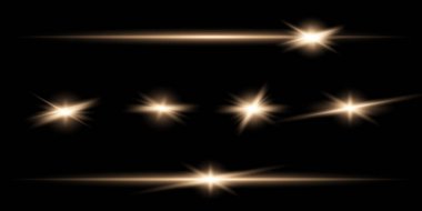 Parlayan ışık patlar, parlak altın rengi. Parlayan güneş ışınları. Özel ışık efekti. Parlak flaş.