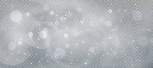 크리스마스 오버레이 눈송이 투명한 배경에 무거운 — 스톡 벡터