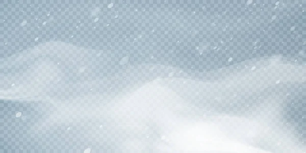 Weihnachten Hintergrund Überlagert Der Luft Fliegen Weiße Schneeflocken Starker Schneefall — Stockvektor