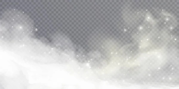 Рождественский Фон Накладывался Летающие Белые Снежинки Сильный Снегопад Прозрачном Векторном — стоковый вектор