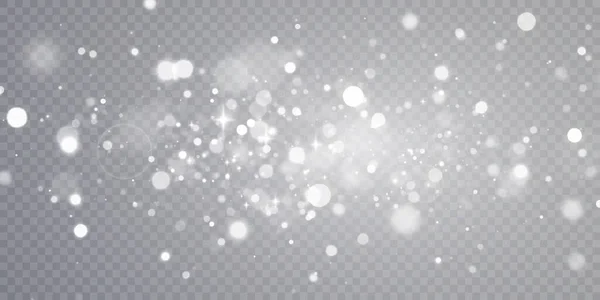Brillante Bokeh Polvo Blanco Navidad Brillante Bokeh Brillo Superposición Textura — Vector de stock