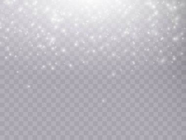 Bir sürü parlak röfle ile ışık efekti, şeffaf arkaplanda parlayan renkli bokeh ışıkları.