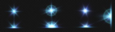 Işık etkisi. Mavi ışığın soyut lazer ışınları. Kaotik neon ışınları. Mavi ışık vektörü illüstrasyonu.