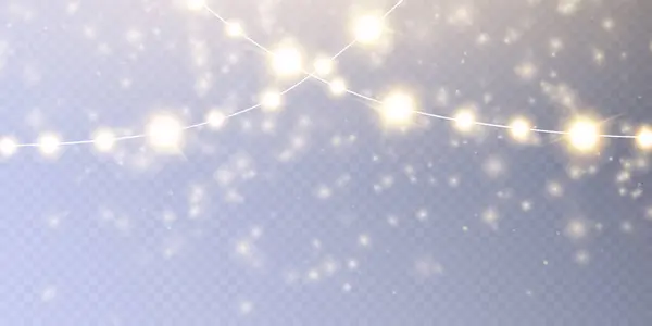 圣诞节的花环灯在透明的背景下被隔离 新年及假日装饰品 — 图库矢量图片