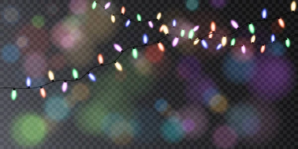 Lumières Noël Guirlandes Lumineuses Noël Dorées Avec Des Étincelles Des — Image vectorielle