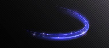 Sihirli ışık efektli parlak mor kıvrımlı çizgi. Siyah arkaplanda oyun arayüzü tasarımı için parlaklık efekti.