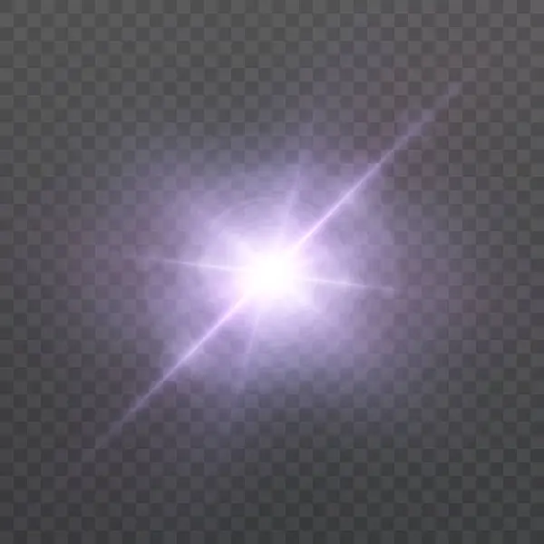 Soyut mor ışık ışınları PNG etkisi, şeffaf arkaplanda parıltı ve ışınlar. Vektör 10 EPS