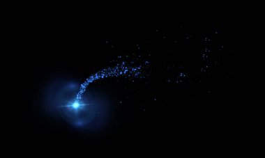 Sihirli mavi parıldayan parlak kuyruklu yıldız efekti web tasarımı ve muhteşem kullanıcı arayüzü için. Parlak dönüş. Vektör