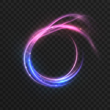 Doymuş mavi-menekşe ışıltısının parlak dönüş izleri. Oyun arayüzü tasarımı için parlak girdap. Vektör