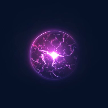 Plazma topu. Topun içindeki bir plazma enerjisi patlaması ve bir sürü yıldırım. Web tasarımı ve illüstrasyonlar için vektör.