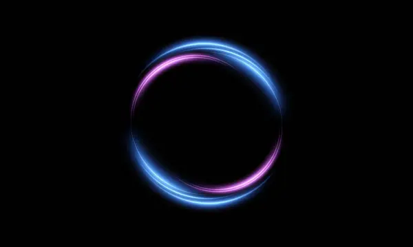 Parlayan parlak ışık efektleri ve parıldayan parlak çizgileri olan parlak mavi sihirli daire ışık efekti. Web tasarımı ve oyun arayüzleri için sihirli parlak daire çizgileri. Vektör