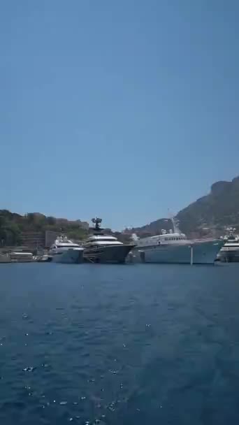 Leaving Monte Carlo Marina Catamaran — Stock Video