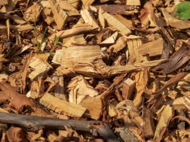 Çeşitli kahverengi ahşap parçalarının yakın çekim dokusu.