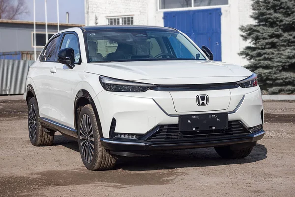 Lviv Ukraine 2023 Electric New White Car Honda Hs1 Sale ストックフォト