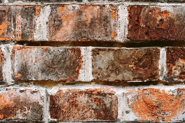 ヴィンテージレンガの壁のクローズアップのグランジテクスチャの背景 — ストック写真
