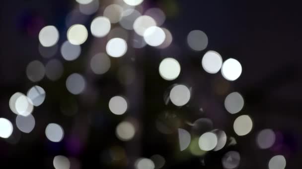 Happy New Year Christmas Tree Decorations Bokeh Side Flickering Light — Stock Video