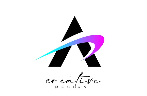 Дизайн Логотипу Креативним Фіолетовим Синім Шовком Літера Початкова Піктограма Вектором — стоковий вектор