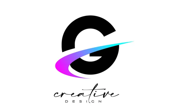 Letter Logo Design Mit Kreativem Purple Blue Swoosh Buchstabe Initiales — Stockvektor