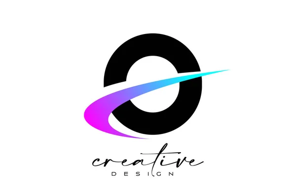 Letter Logo Design Creative Purple Blue Swoosh Літера Початкова Піктограма — стоковий вектор