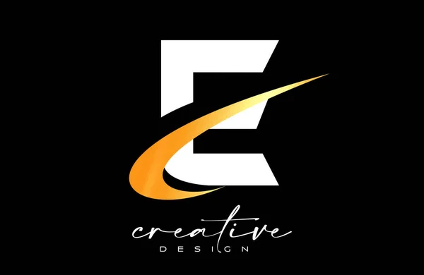 Carta Logo Design Com Criativa Golden Swoosh Carta Ícone Inicial — Vetor de Stock