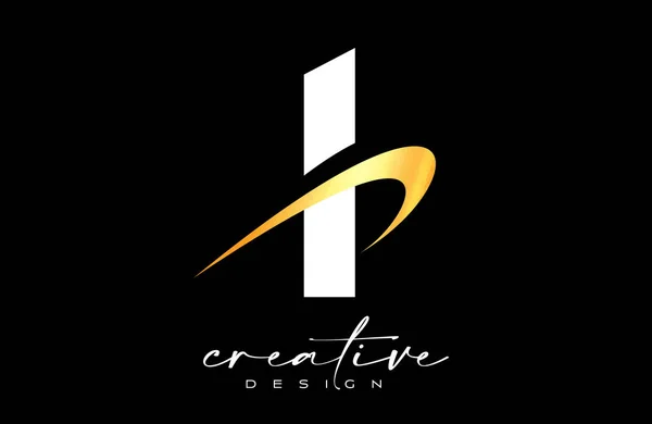 Diseño Logo Letter Con Creative Golden Swoosh Letra Icono Inicial — Vector de stock