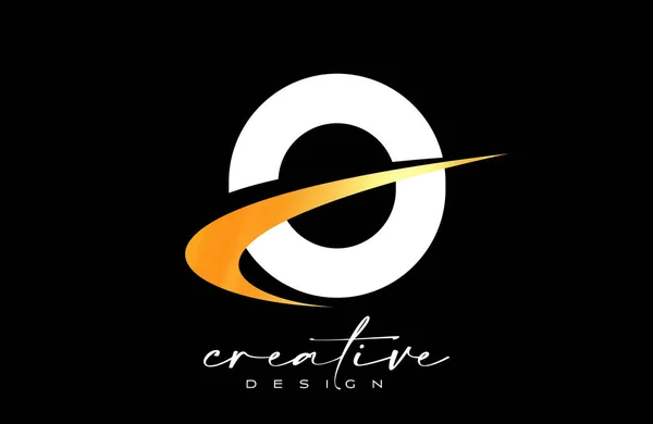 Projektowanie Logo Listu Kreatywnym Złotym Swoosh List Ikona Początkowa Zakrzywionym — Wektor stockowy